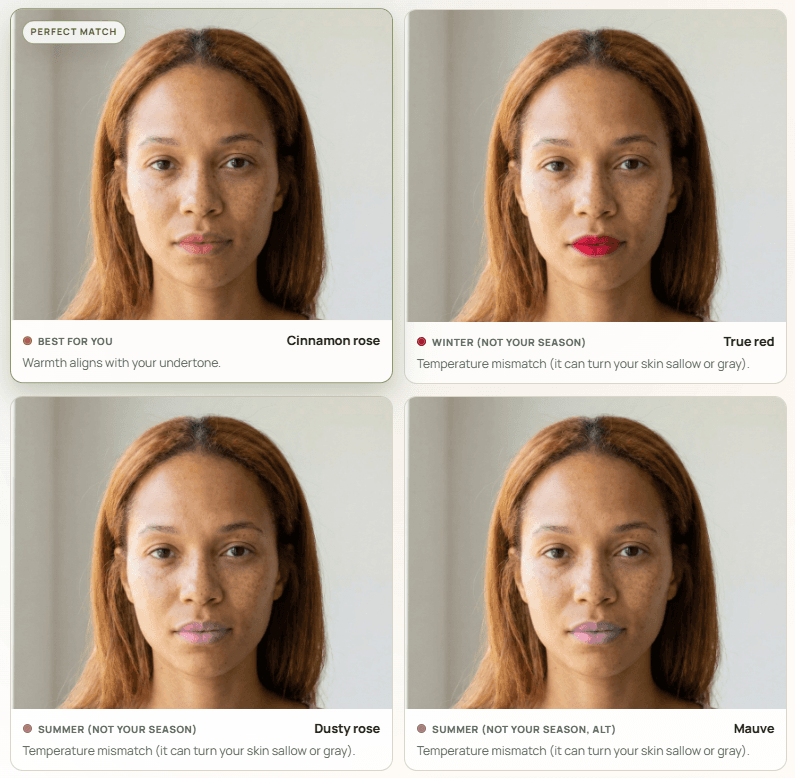 Makeup shade guidance tailored to skin tone